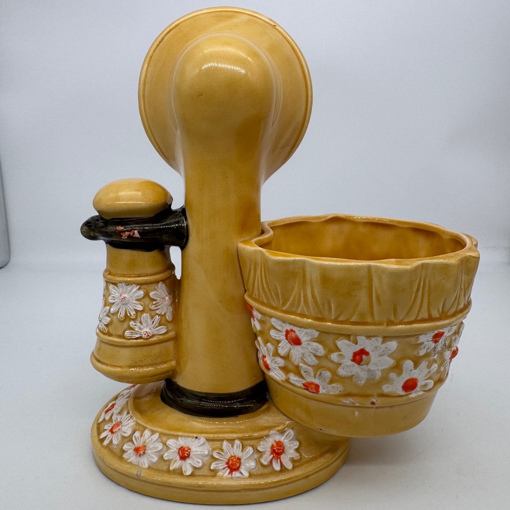 Vintage‎ RELPO Ceramic Telephone Planter Yellow Daisy Floral Japan Retro Decor - Picture 3 of 10